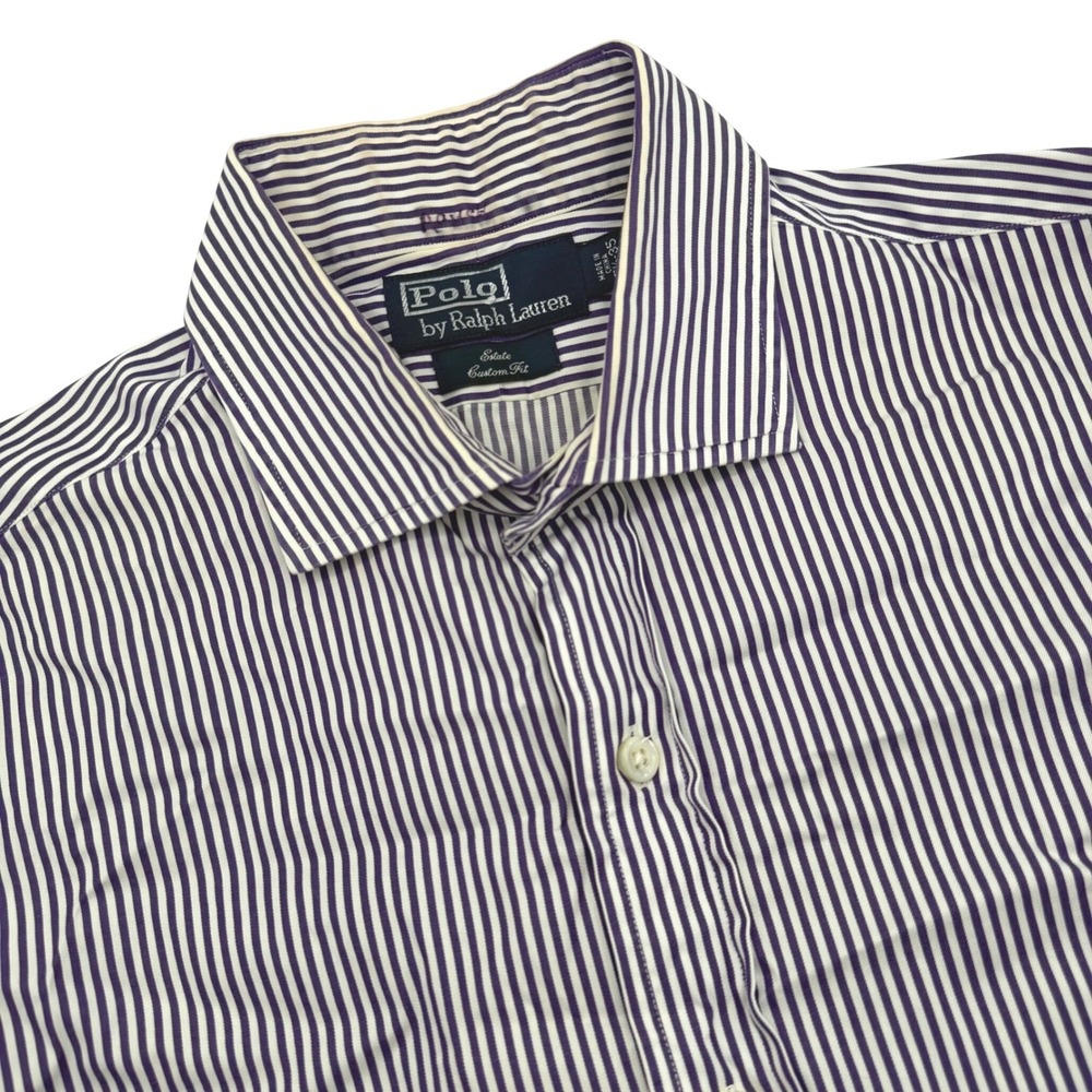 Polo Ralph Lauren Button Down Men's 15.5-35 Purple Striped Estate Custom Fit